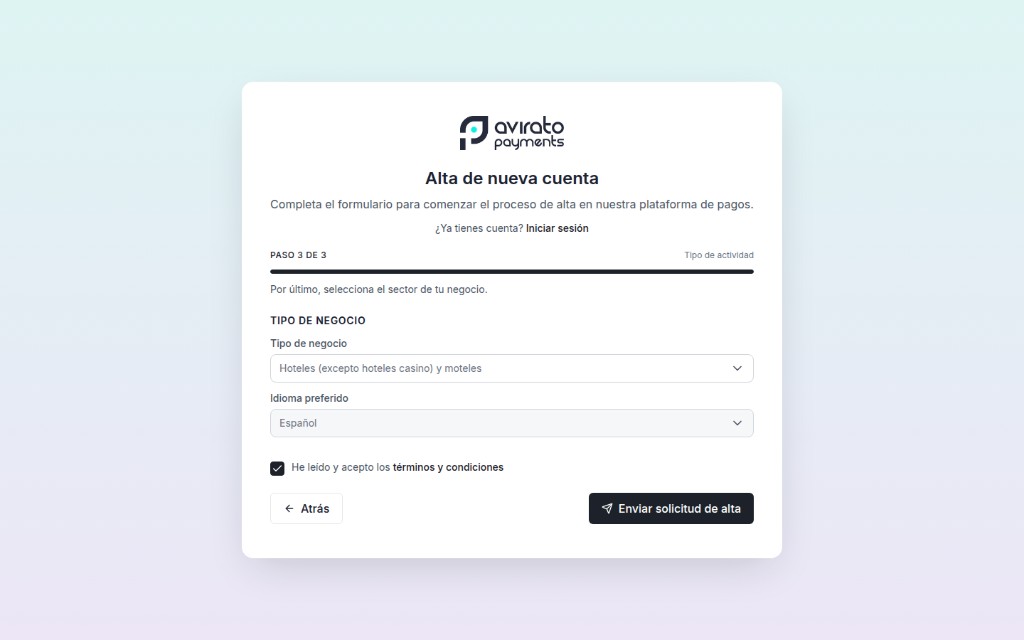 Step 3 form: ready to submit signup request