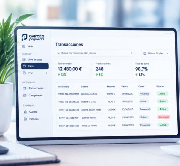 Vista del panel con tarjetas tokenizadas e indicadores de operaciones